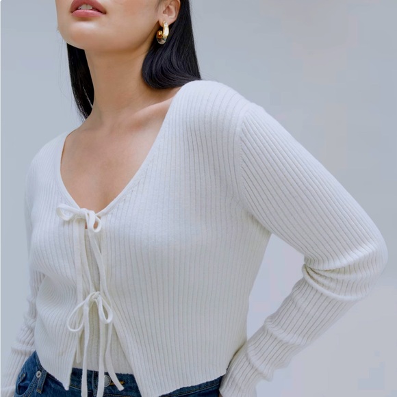 Everlane Cotton-Moroni Tie-Front Cardigan - Picture 1 of 4